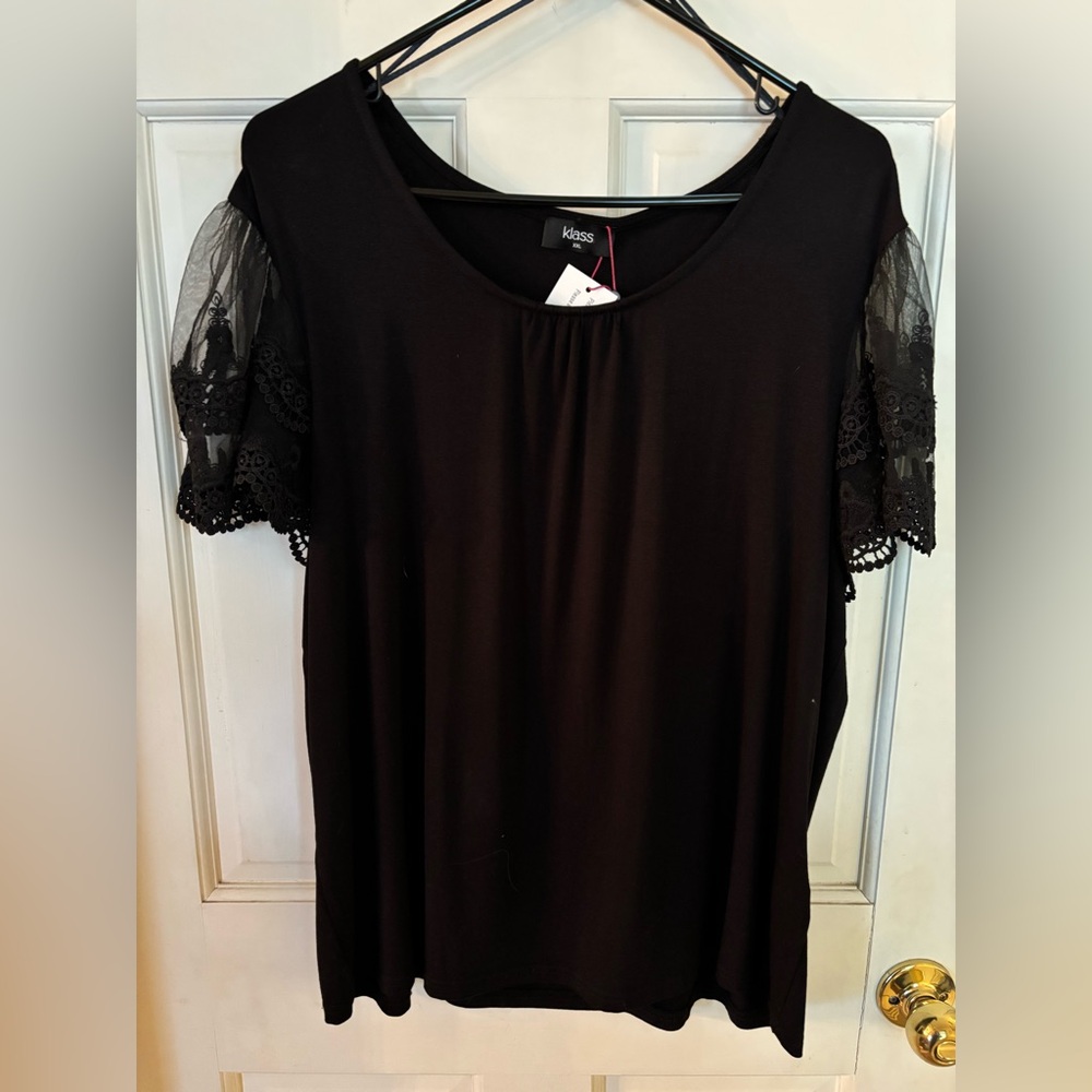 Klass Black Lace Sleeve Women's Top from the UK